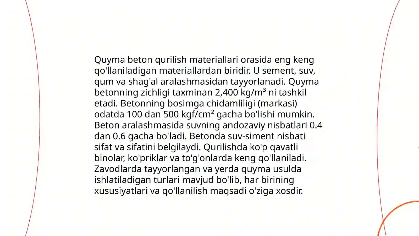 Quyma betondan tayyorlanadigan konstruksiyalar 4