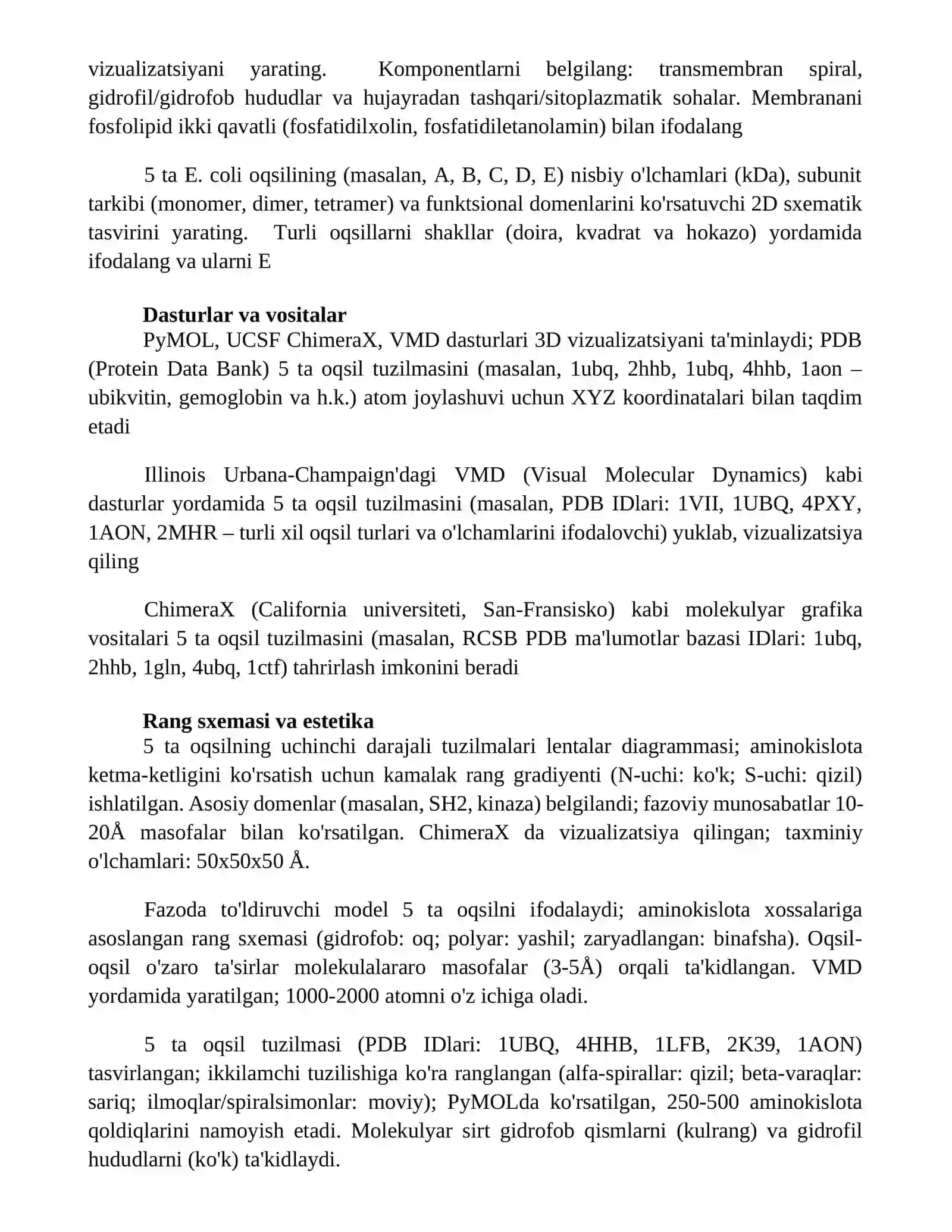 Rasm Mol dasturi vositasida 5ta oqsilning vizualitsiya tasvirini yaratish 4