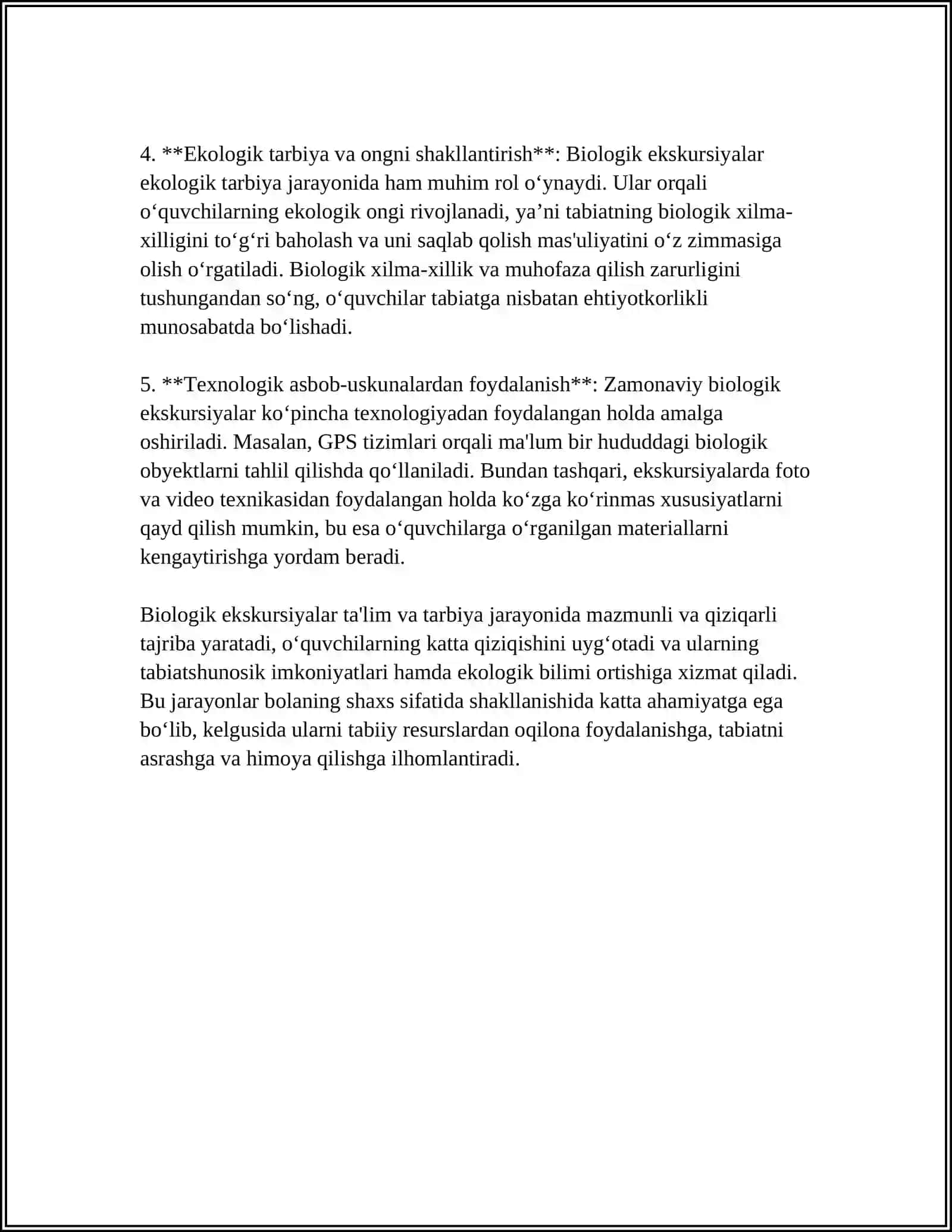 BIOLOGIK EKSKURSIYALARNING TA'LIM-TARBIYA JARAYONIDA TUTGAN O'RNI 4