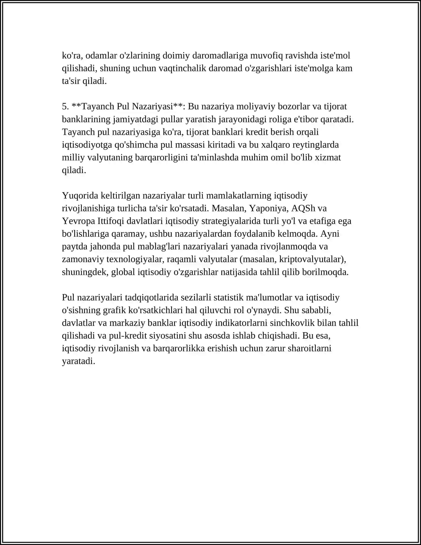 XORIJIY MANBALARDAN PUL VA MONETAR SIYOSATNING ZAMONAVIY NAZARIYALARI 4