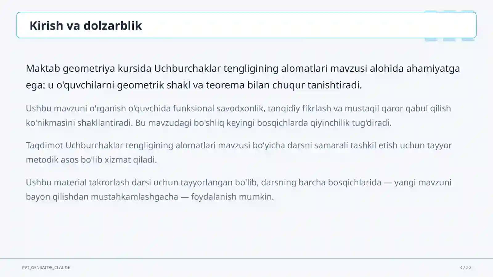 Uchburchaklar tengligining alomatlari (7-sinf) 4