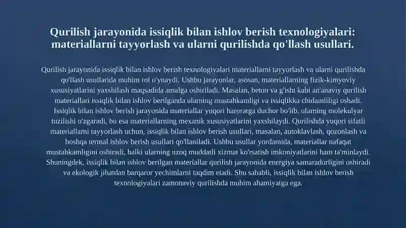 Issiqlik bilan ishlov beriladigan qurilish materiallari 4