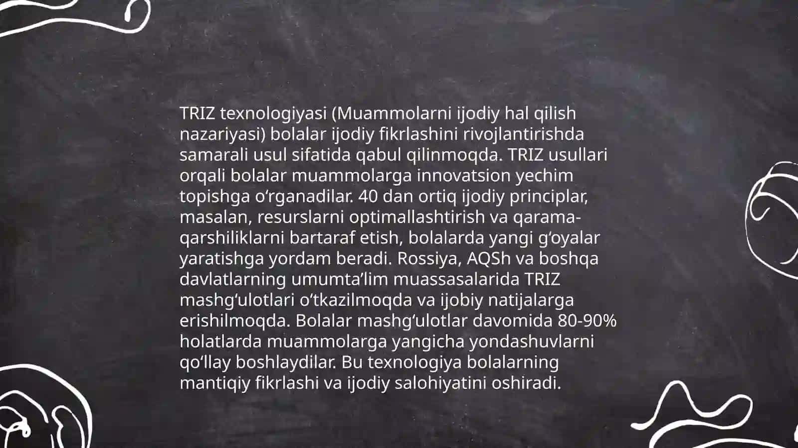 Kvest texnologiyasi, TRIZ, STEAM, art texnologiyalarini MTTda qo’llashning ahamiyati bo’yicha mini tadqiqotlar o’tkazish 4