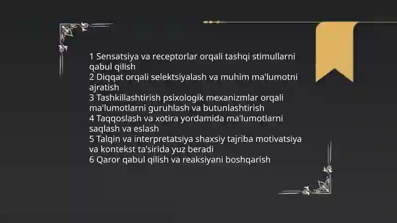 Idrok haqida tushuncha va uning turlari Mamasharipova shahloxon 4
