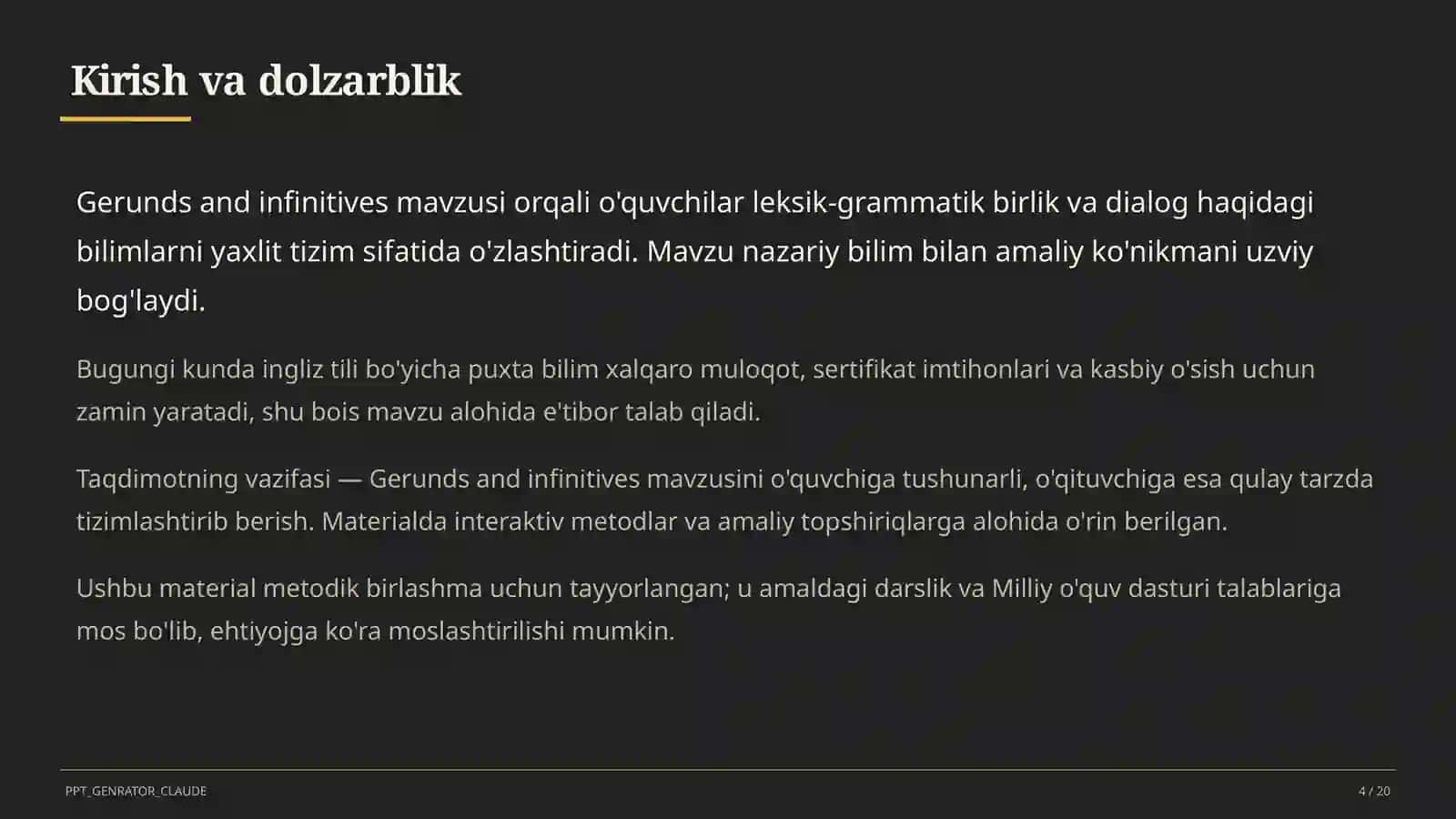 Gerunds and Infinitives (11-sinf) 4