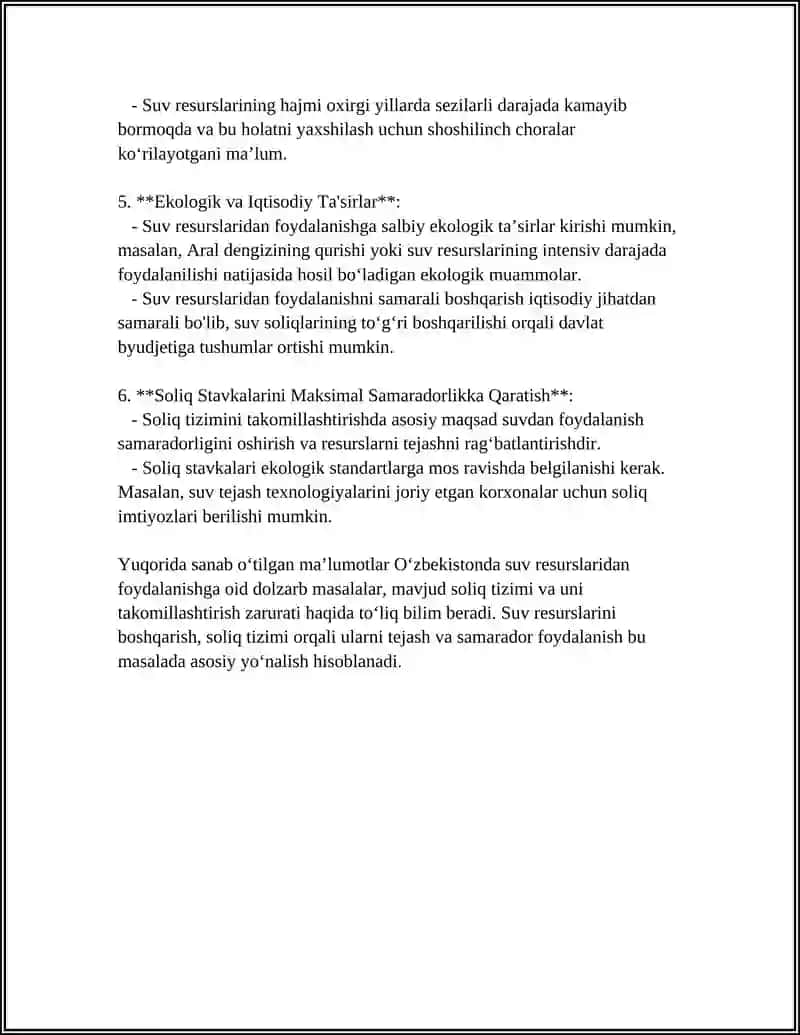 SUV RESURSLARDAN FOYDALANGANLIK UCHUN SOLIQNI UNDIRISH TARTIBINI TAKOMILLASHTIRISH 4