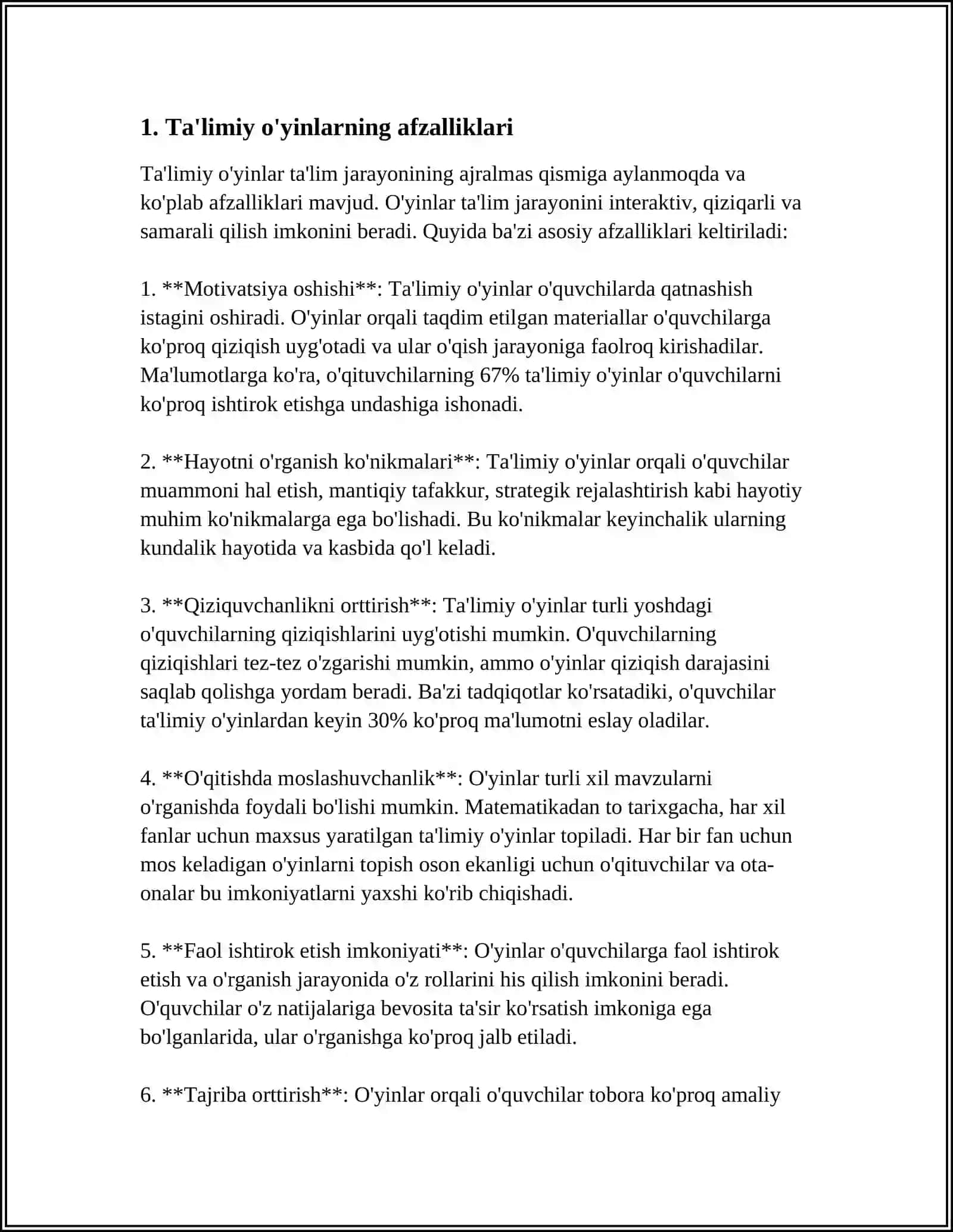 ONA TILI VA ÒQISH SAVOTXONLIGI DARSLIGIDA TA'LIMIY ÔYINLARNI QÒLLASH 4