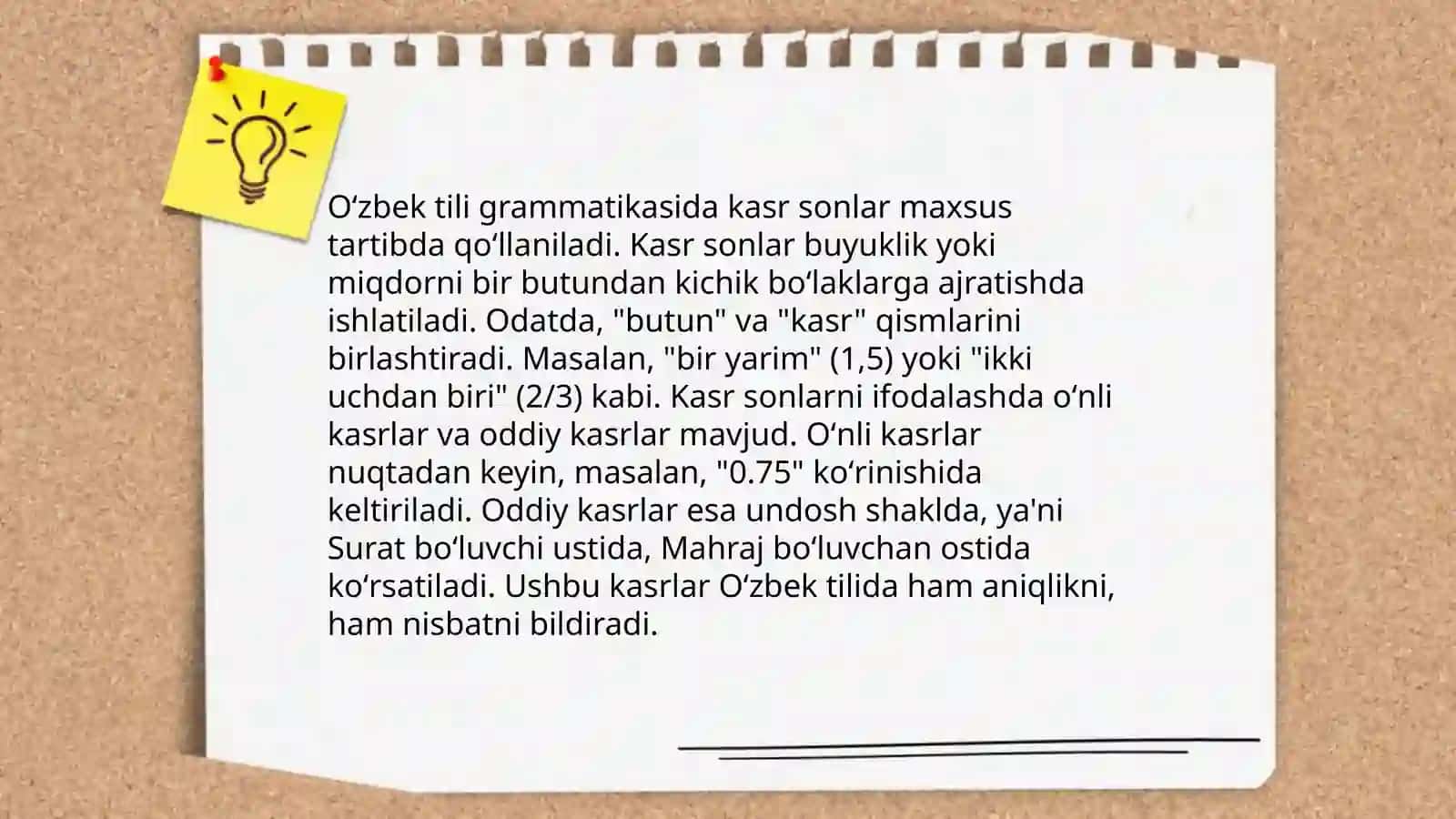 Kasr sonlarning O'zbek va rus tillarida qo'llanilishi 4
