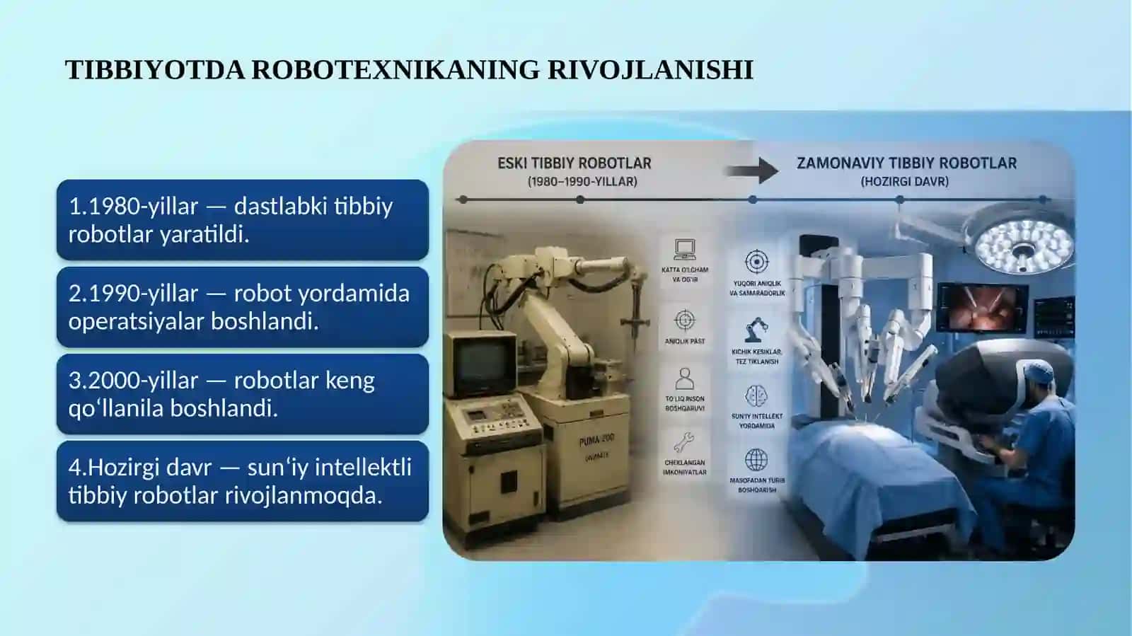 Tibbiyotda robototexnika: jarrohlik, diagnostika va parvarish sohalarida qo‘llanilishi 4