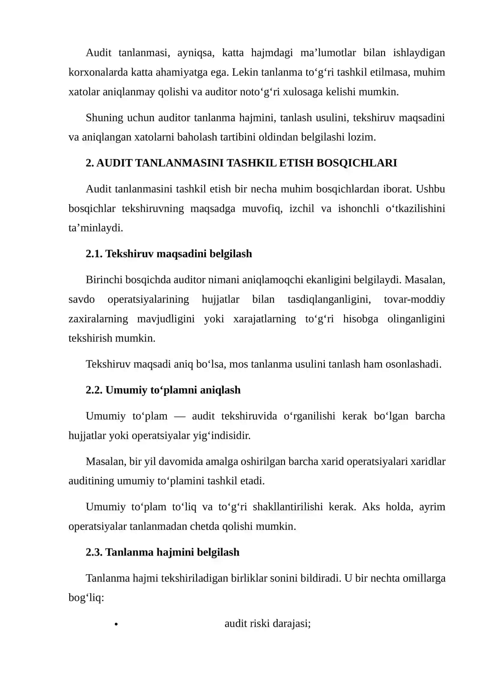 AUDIT TANLANMASI STATISTIK VA STATISTIK BO‘LMAGAN USULLAR 4