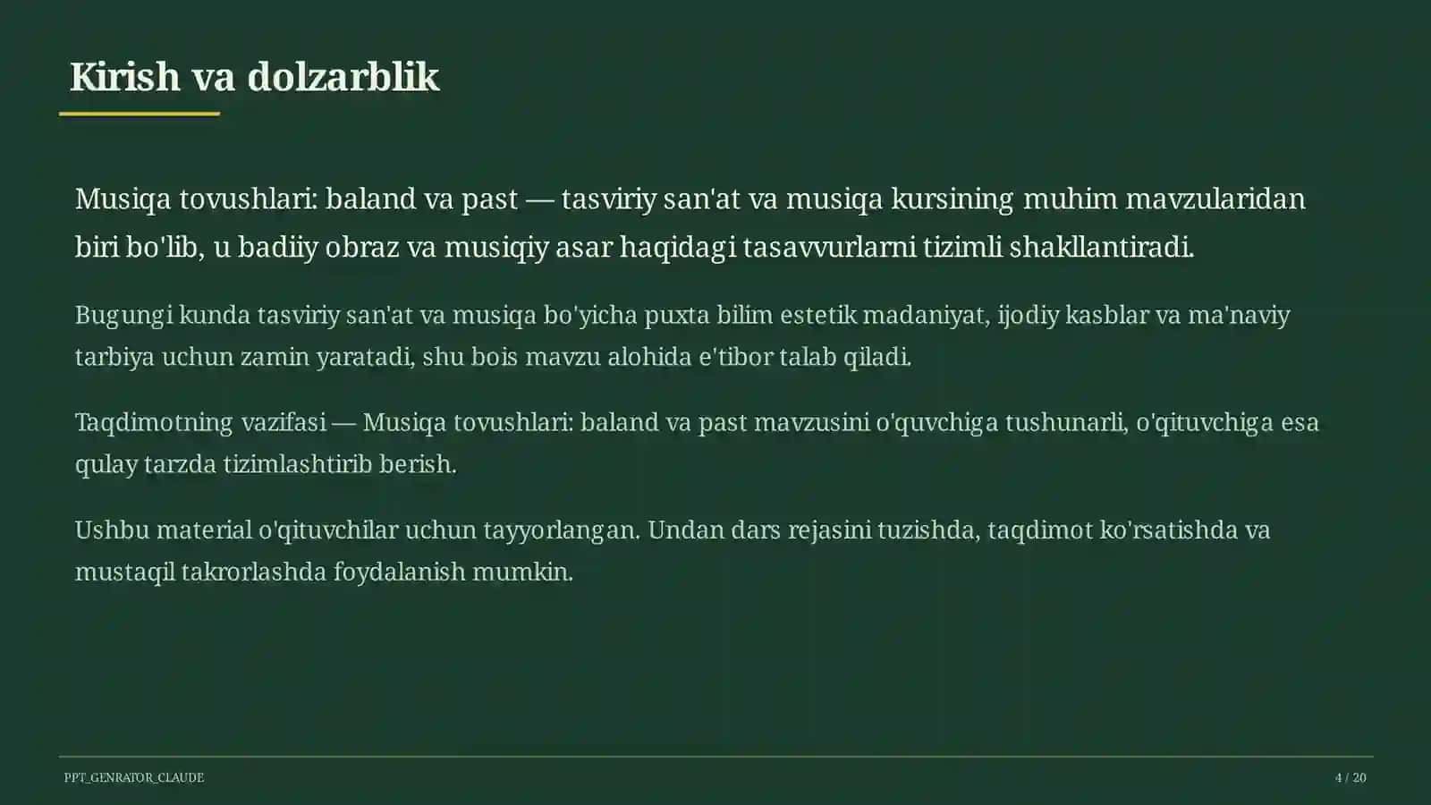Musiqa tovushlari: baland va past (1-sinf) 4
