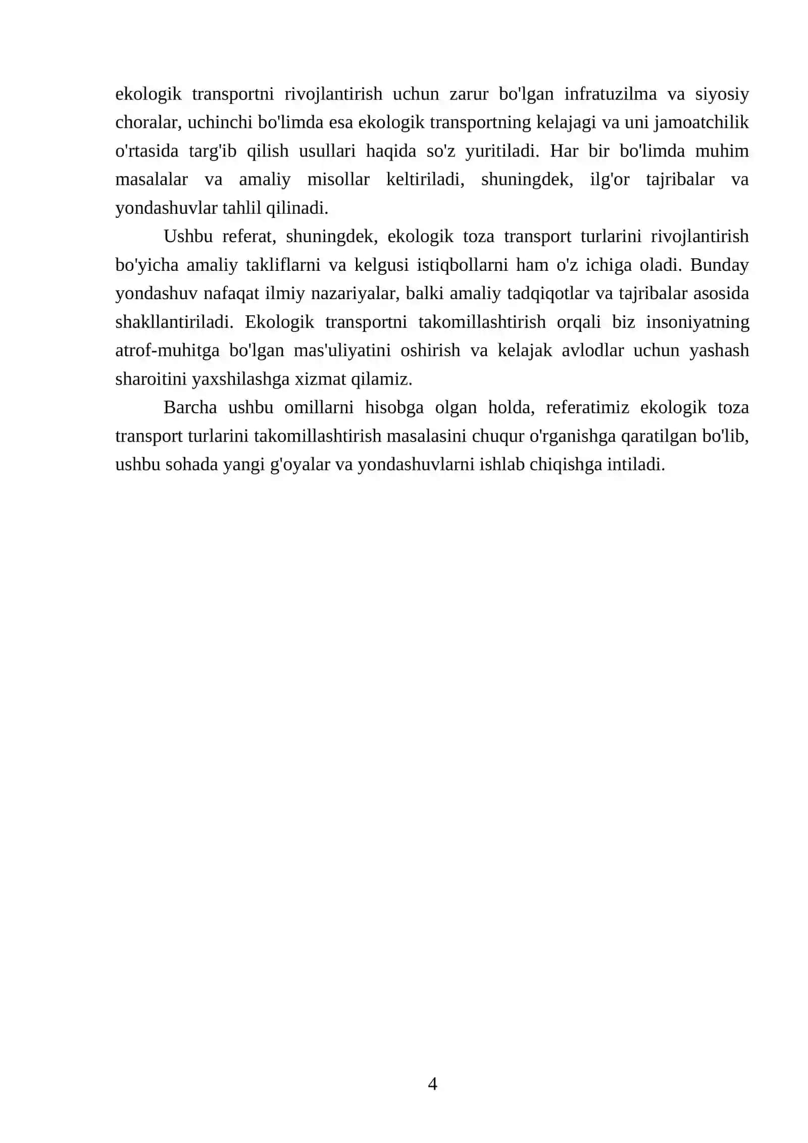Ekologik toza transport turlarini takomillashtirish 4