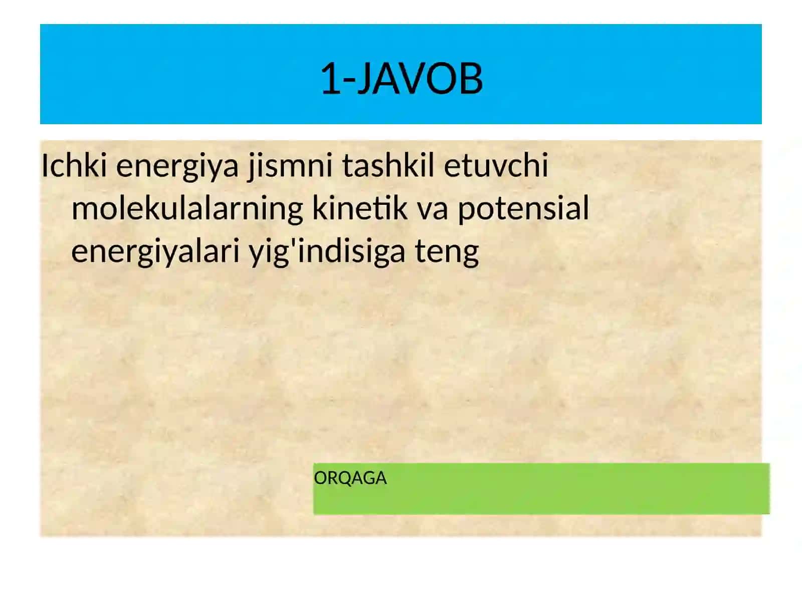 Fizika - Termodinamika bo'yicha bilim tekshiruvi (10-sinf) 4