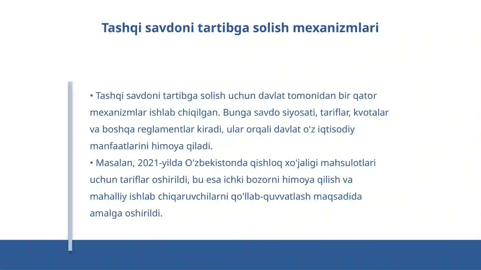 Davlatning tashqi iqtisodiy faoliyatini tartibga solish vositalari 4