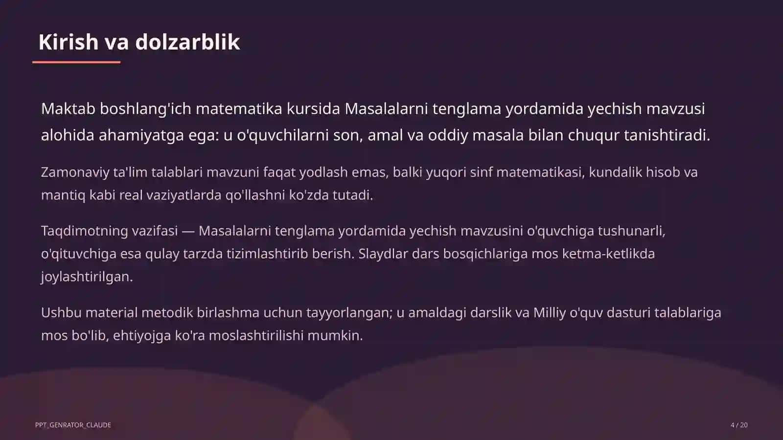 Masalalarni tenglama yordamida yechish (3-sinf) 4