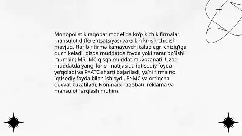 Nomukammal raqobat bozori nazariyalari 4