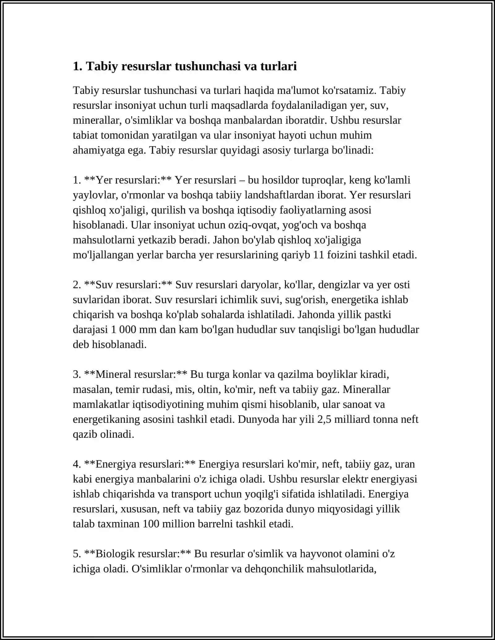 TABIIY RESURSLAR VA ULARDAN OQILONA FOYDALANISH ASOSLARI 4