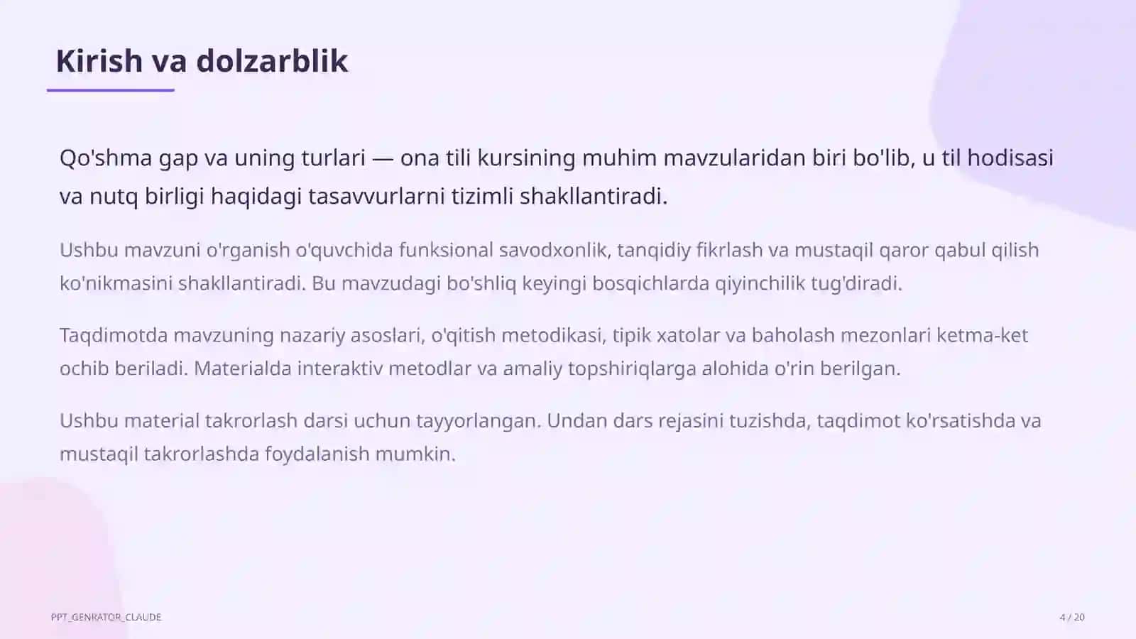 Qo'shma gap va uning turlari (9-sinf) 4