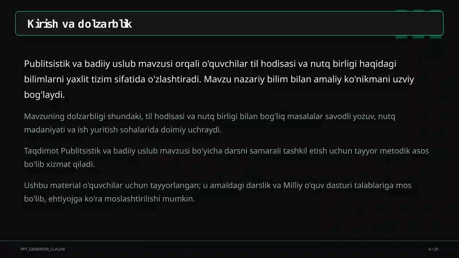 Publitsistik va badiiy uslub (10-sinf) 4