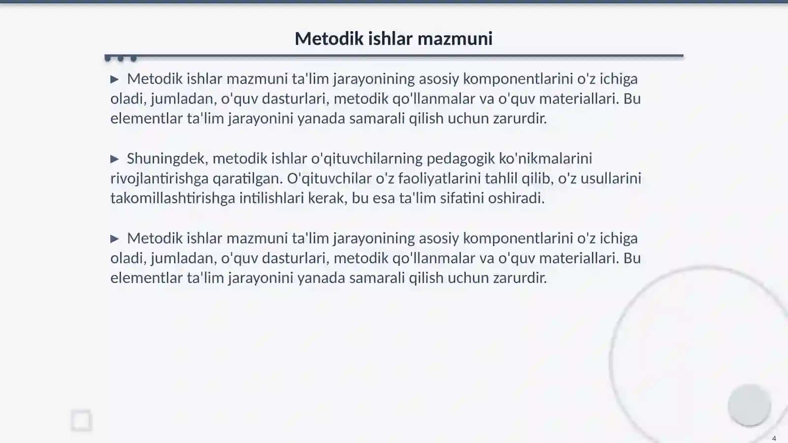 Talim muassasida metodik ishlarni tashkil etish bosqichlari 4