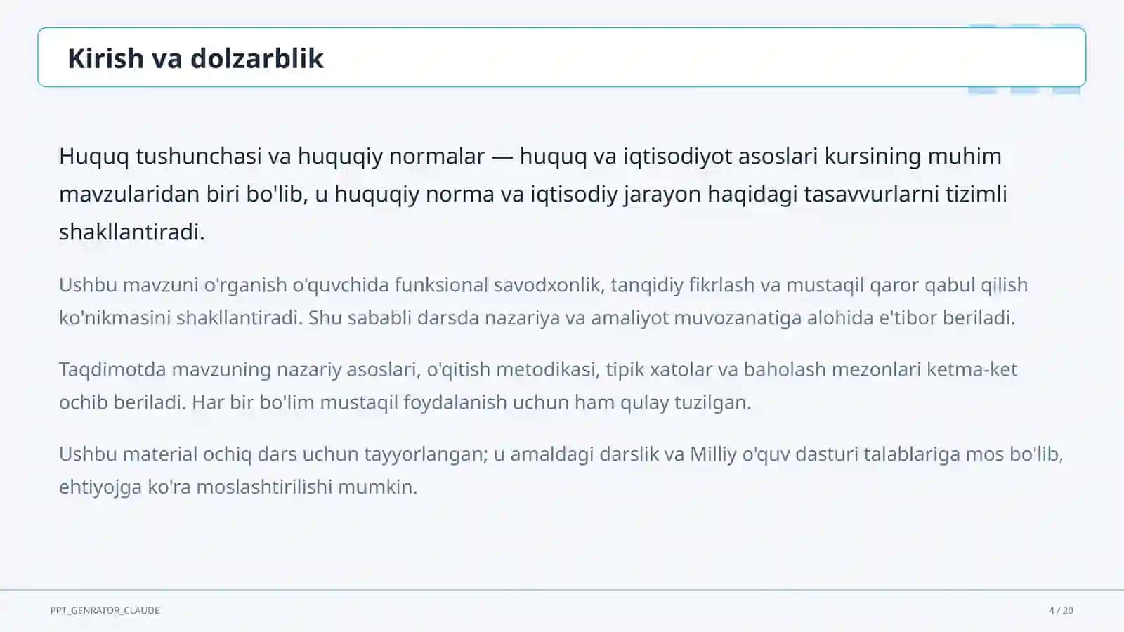 Huquq tushunchasi va huquqiy normalar (9-sinf) 4