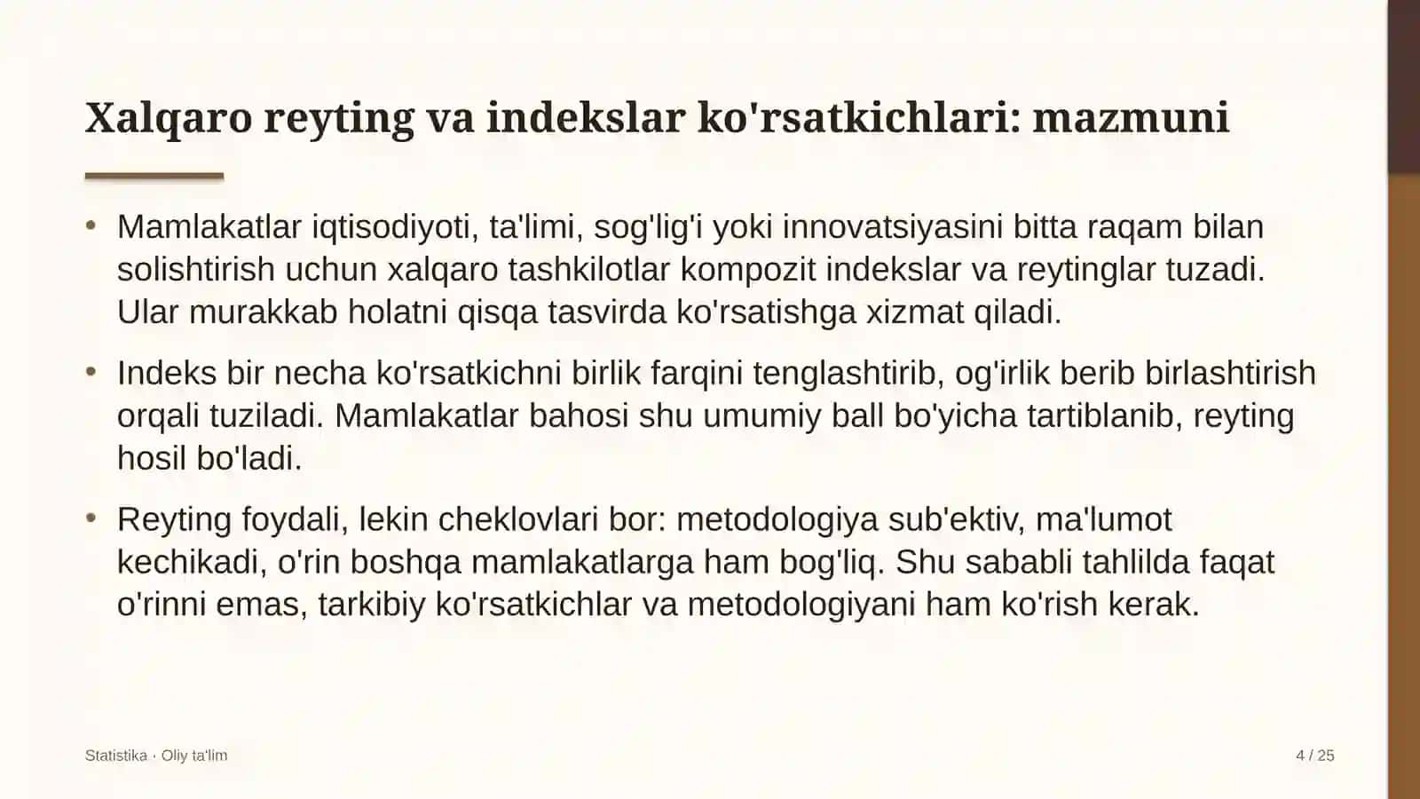 buyurtmaxonalarda xalqaro reyting va indekslar ko'rsatkichlari 3650 4