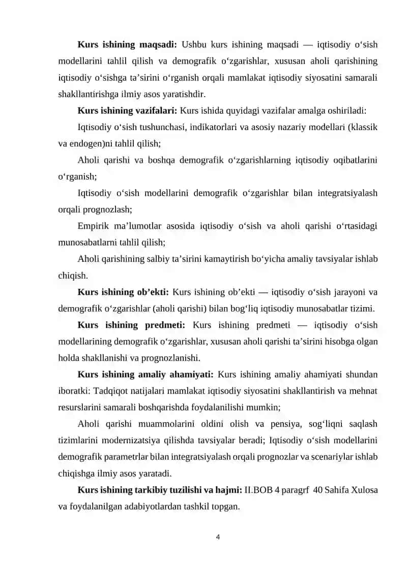 “DINAMIK MAKROIQTISODIYOT” Mavzusida BAJARILGAN KURS ISHI 4