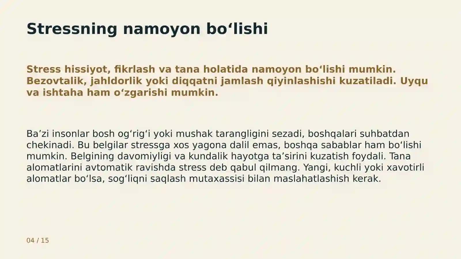 Stress va uni boshqarish 4
