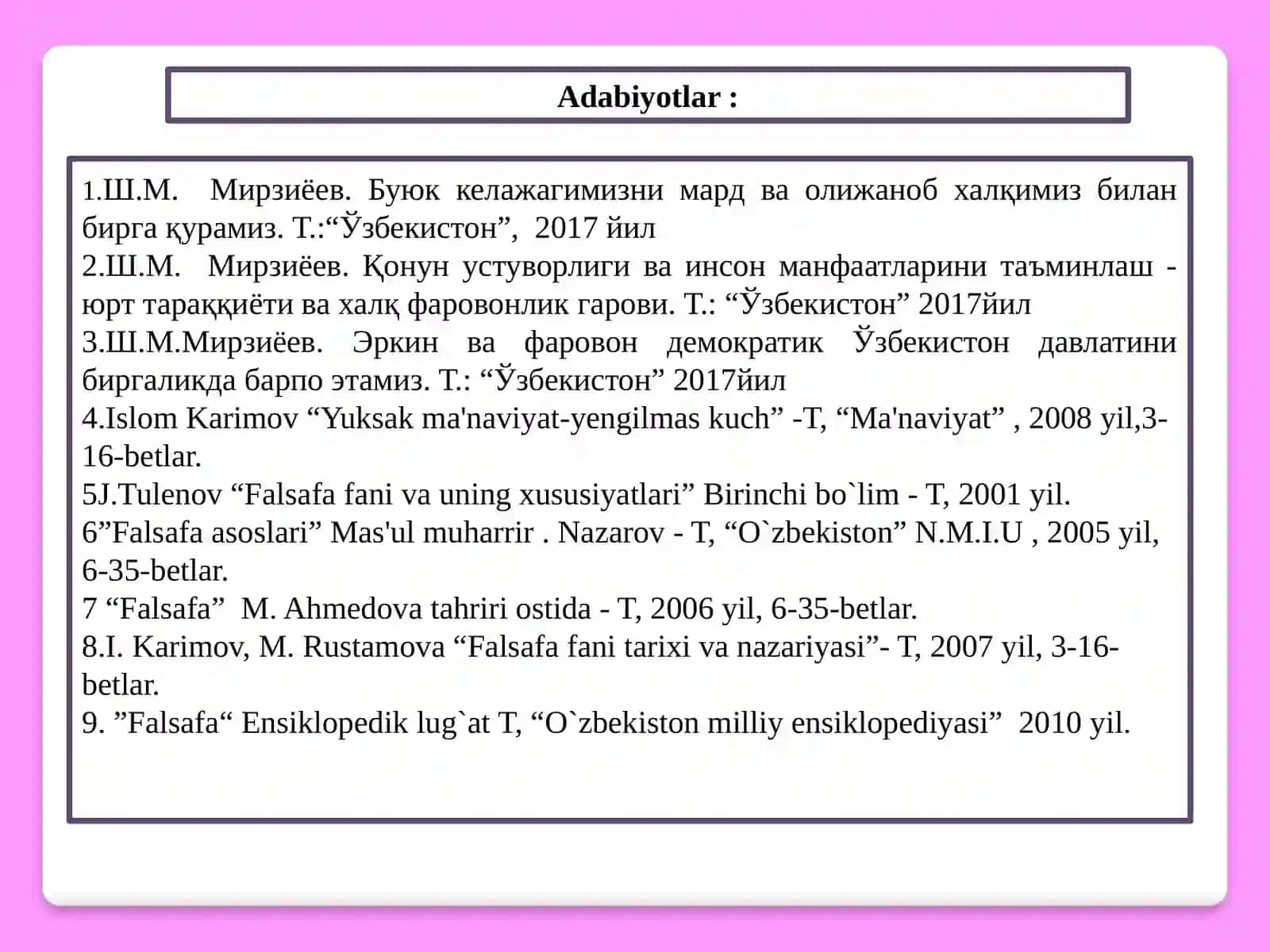 Falsafa fanidan  malumotlar 4