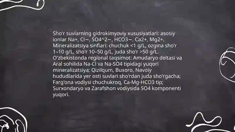 O'zbekiston sharoitida sho'r suvlarni chuchuklashtirish g'oyasini yaratish 4