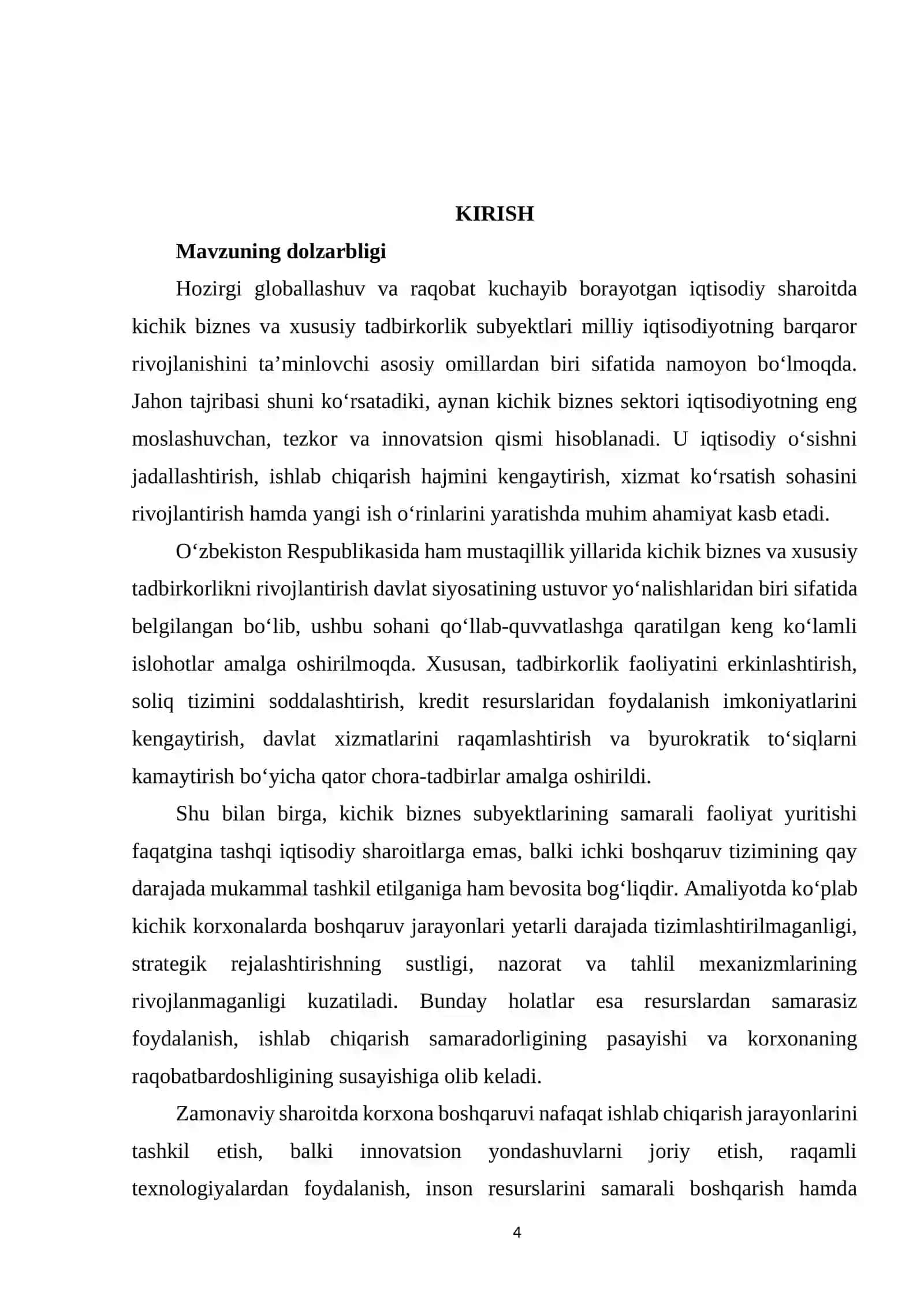 KICHIK BIZNES VA XUSUSIY TADBIRKORLIK SUBYEKTLARIDA SAMARALI BOSHQARUV TIZIMINI JORIY ETISH 4