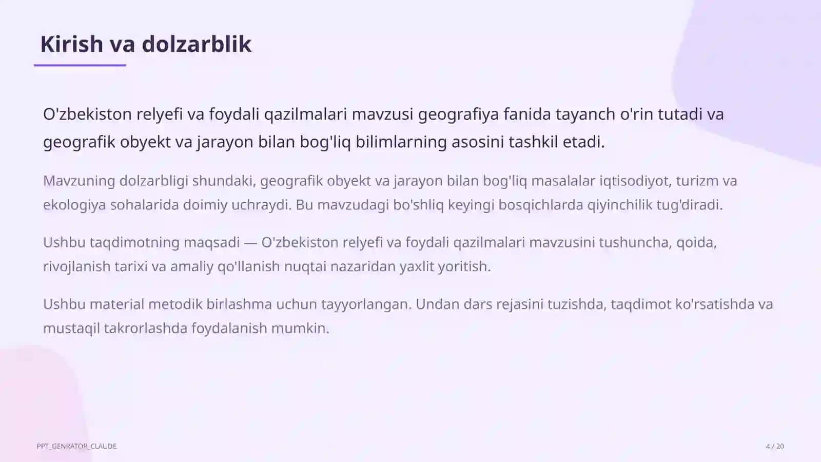 O'zbekiston relyefi va foydali qazilmalari (8-sinf) 4
