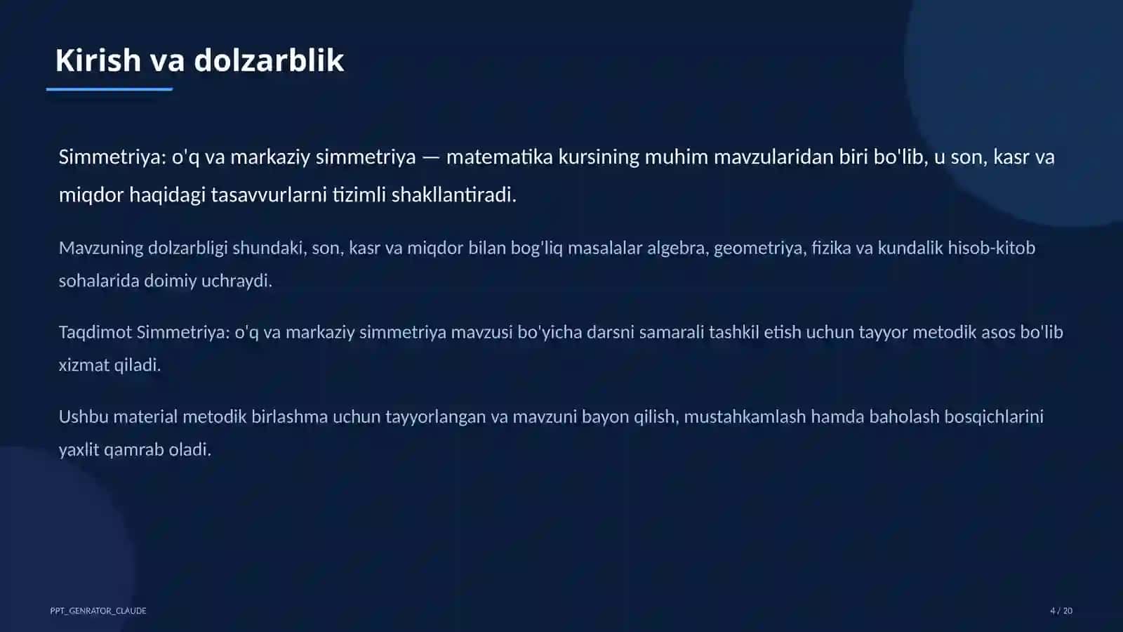 Simmetriya: o'q va markaziy simmetriya (6-sinf) 4