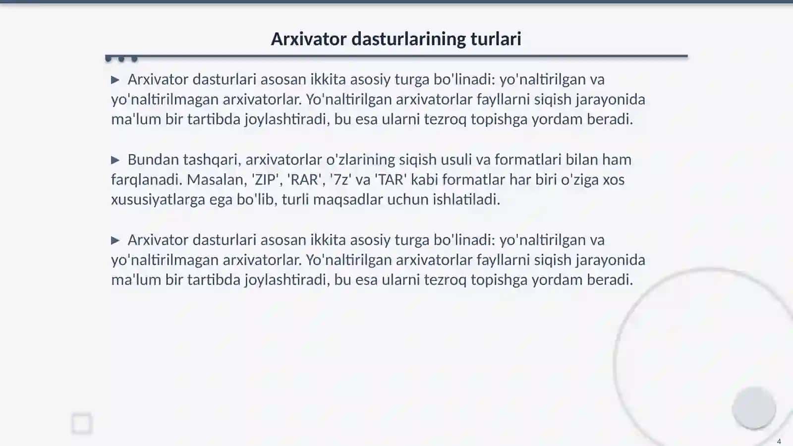 Arxivator dasturlarini solishtirish 4