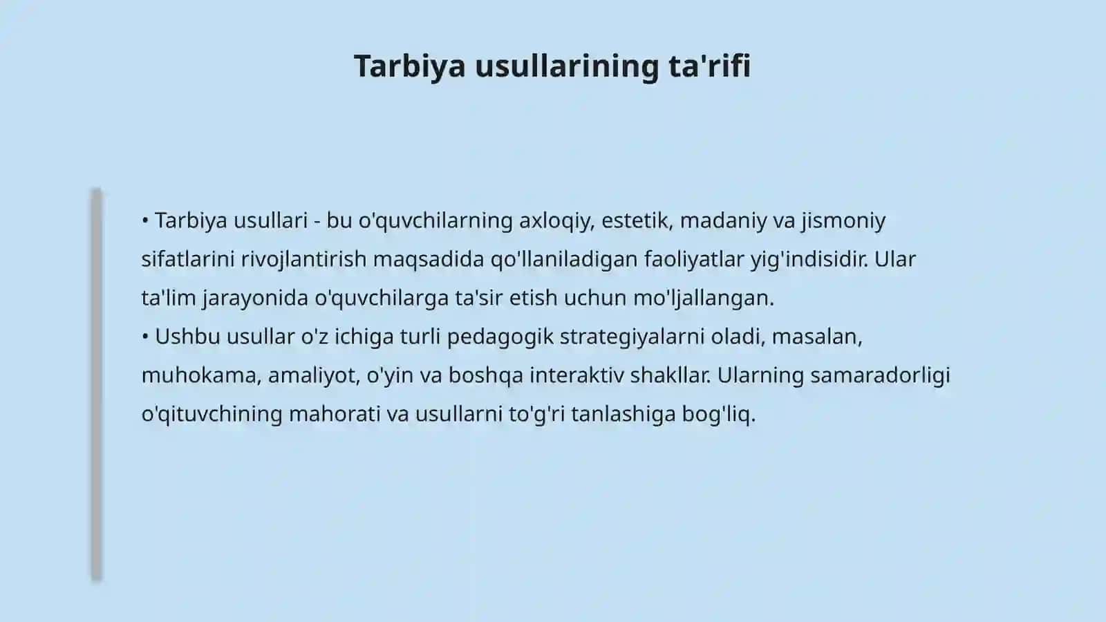 Pedagogik faoliyatda tarbiya turlari va usullaridan foydalanish usullari 4