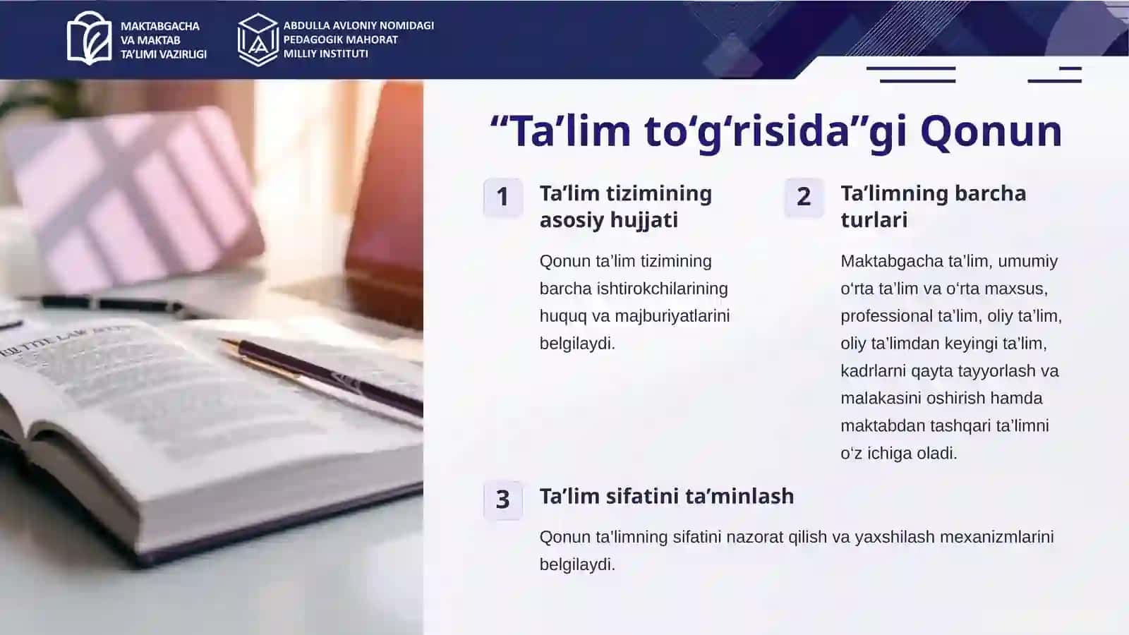 1-mavzu. Ta’limdagi normativ-huquqiy hujjatlarni bilish va kasbiy faoliyatda qoʻllash 4