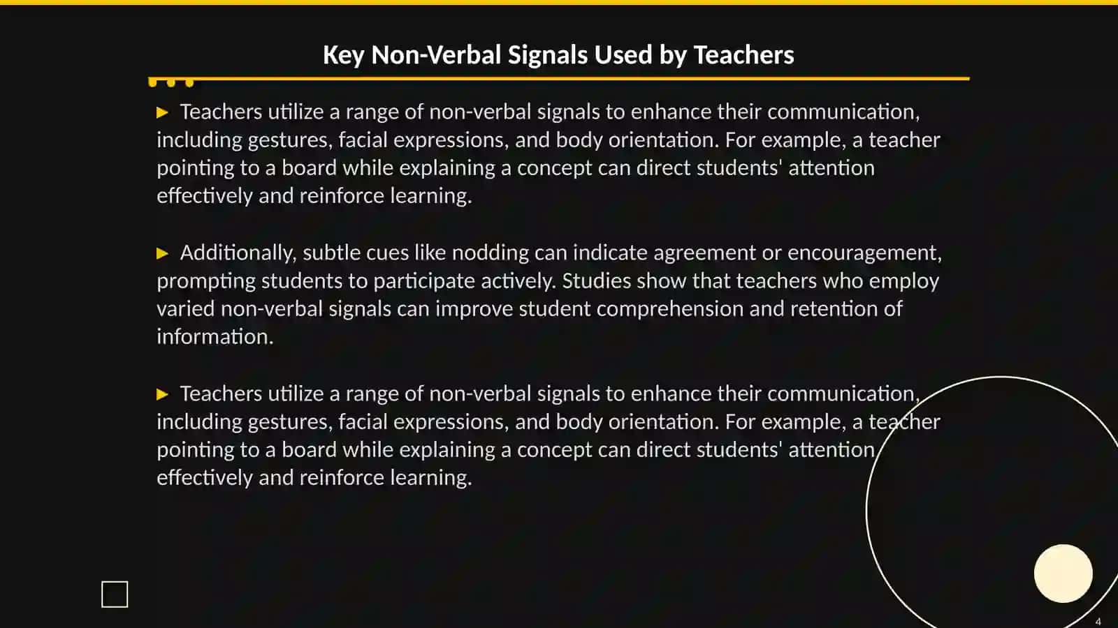 Body language of the teacher 4