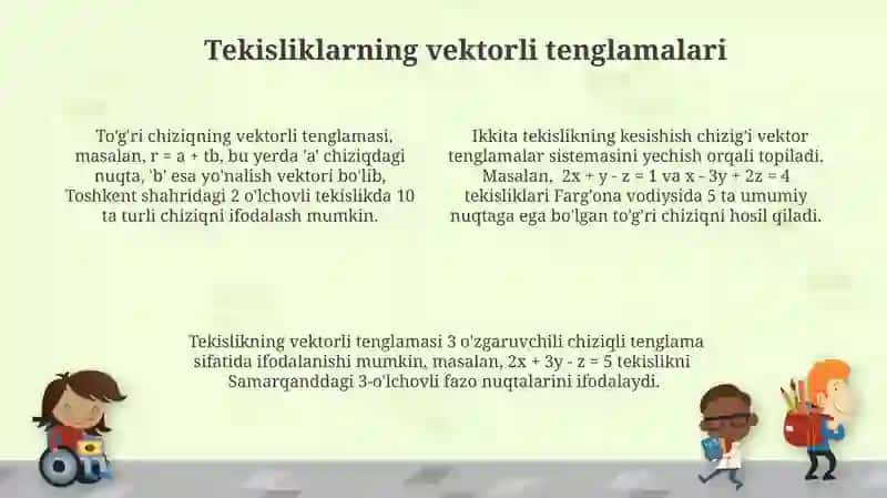 Togri chiziq va tekisliklarga doir masalalarni vektorlar orwali yechish 4