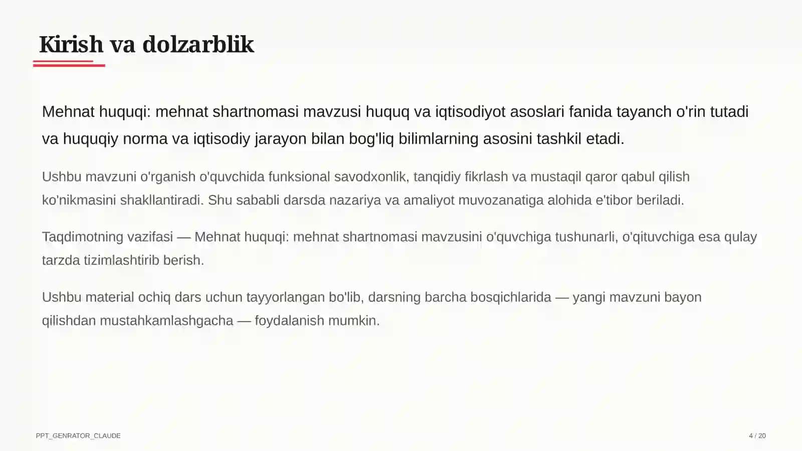 Mehant huquqi: mehnat shartnomasi (9-sinf) 4