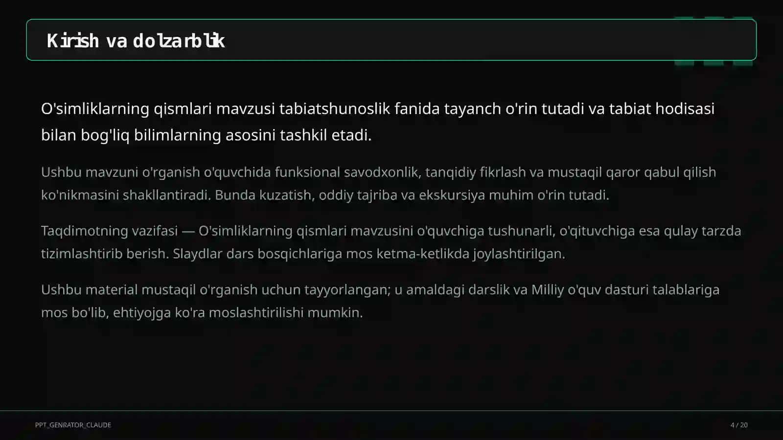 O'simliklarning qismlari (2-sinf) 4