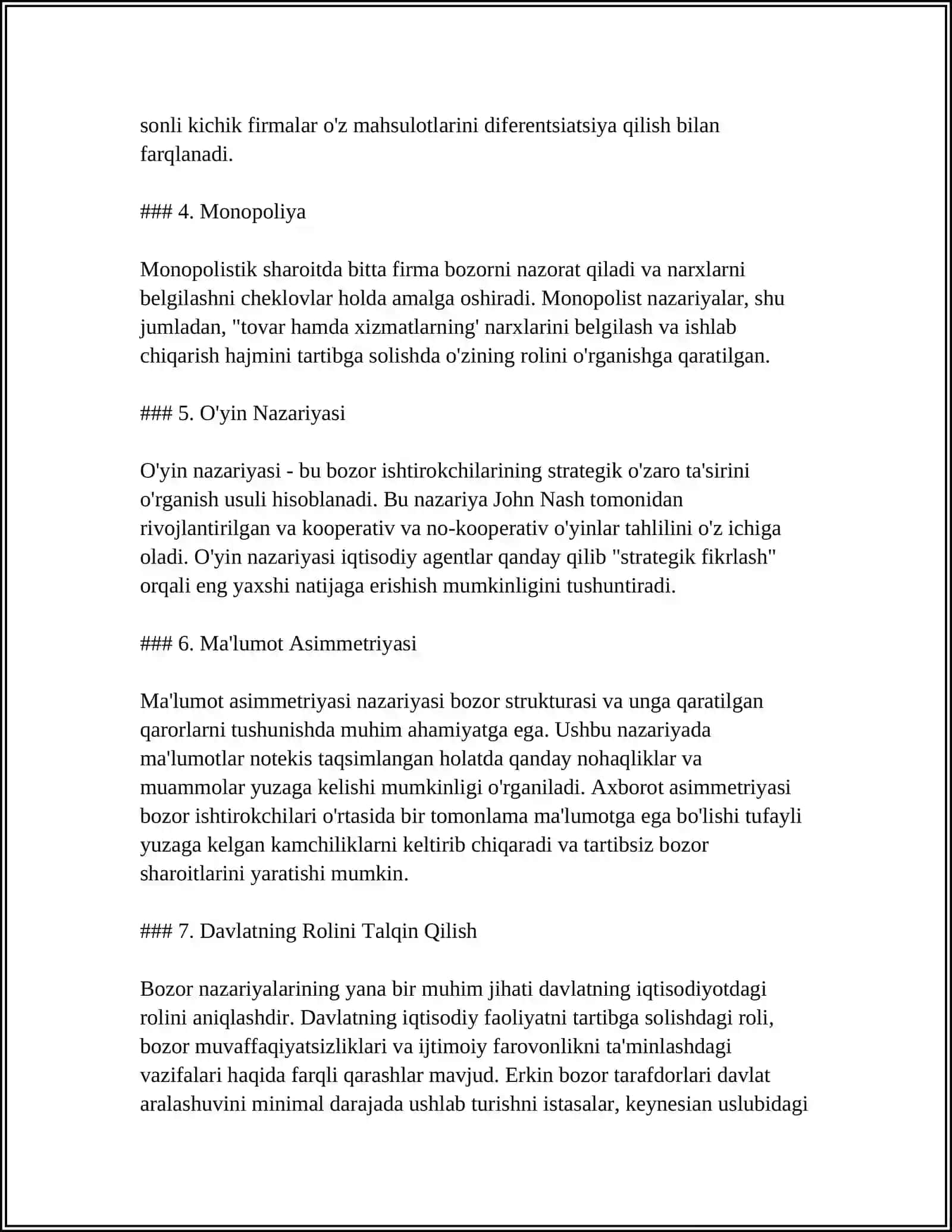 BOZORNING O’RGIMCHAKSIMON MODELI 4