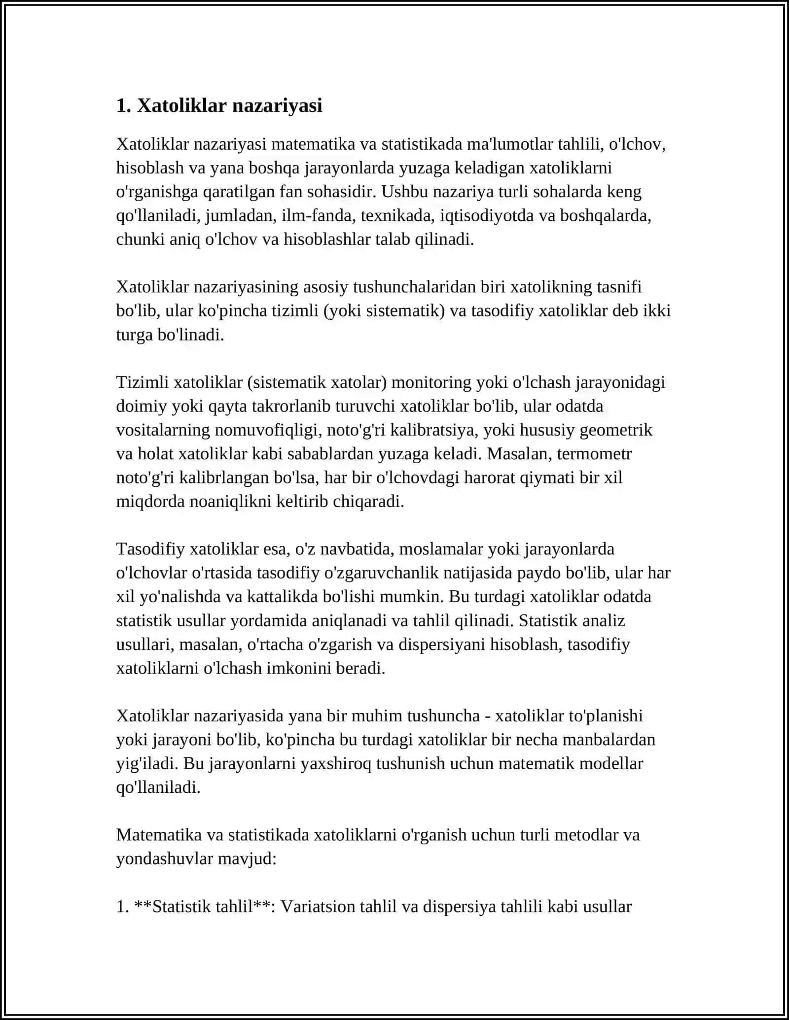 XATOLIKLAR ARIFMETIKASI. XATOLIKLARNI ANIQLASHDA DIFFERENSIAL HISOBNI QOʻLLASH 4