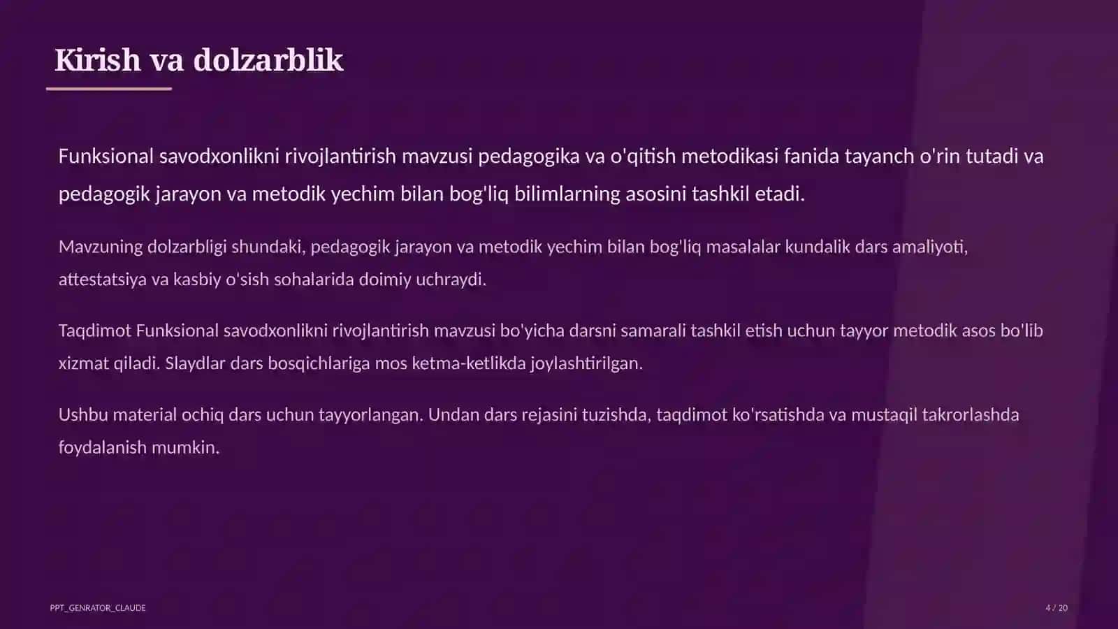 Funksional savodxonlikni rivojlantirish 4