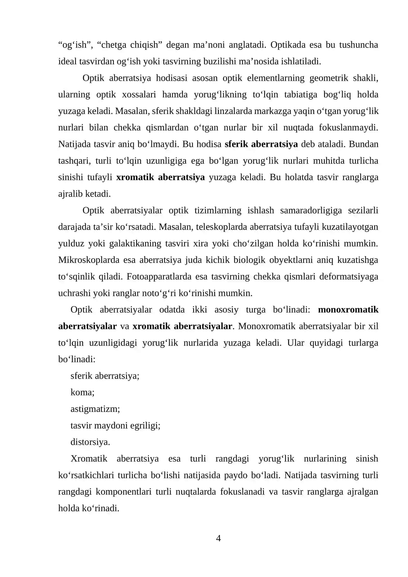 OPTIK SISTEMALARNING ABBERATSIYASI 4