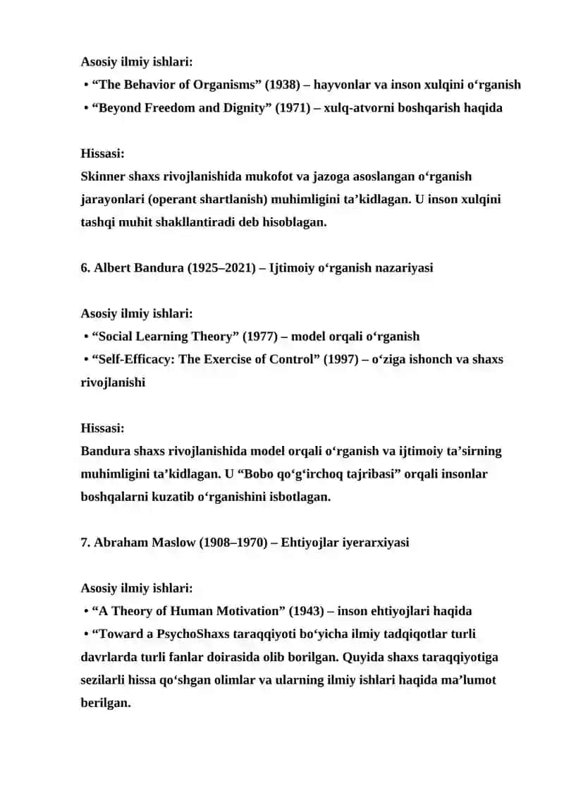 Shaxs taraqqiyotidagi faktorlarni o’rniga ko’ra ularning ahamiyatini baholashga doir ilmiy yondashuvlarni tizimlashtirish 4