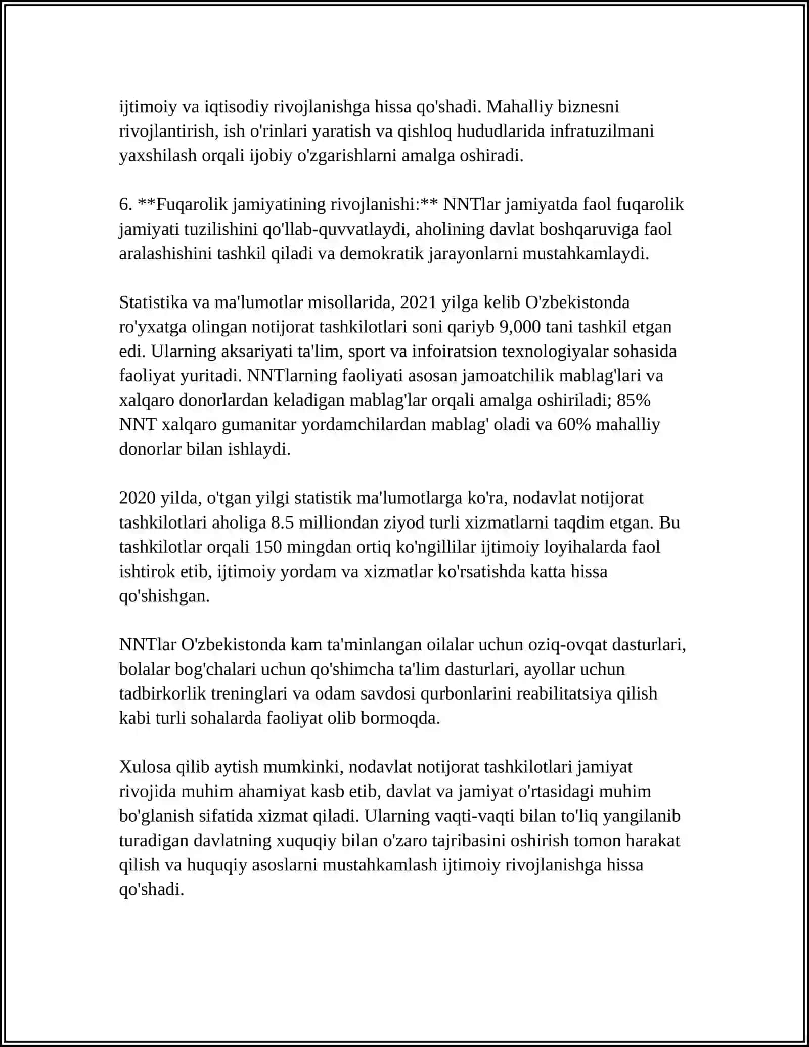 TADBIRKORLIKNI RIVOJLANTIRISHDA NODAVLAT NOTIJORAT TASHKILOTLARINING O'RNI 1991-2024-YILLAR 4
