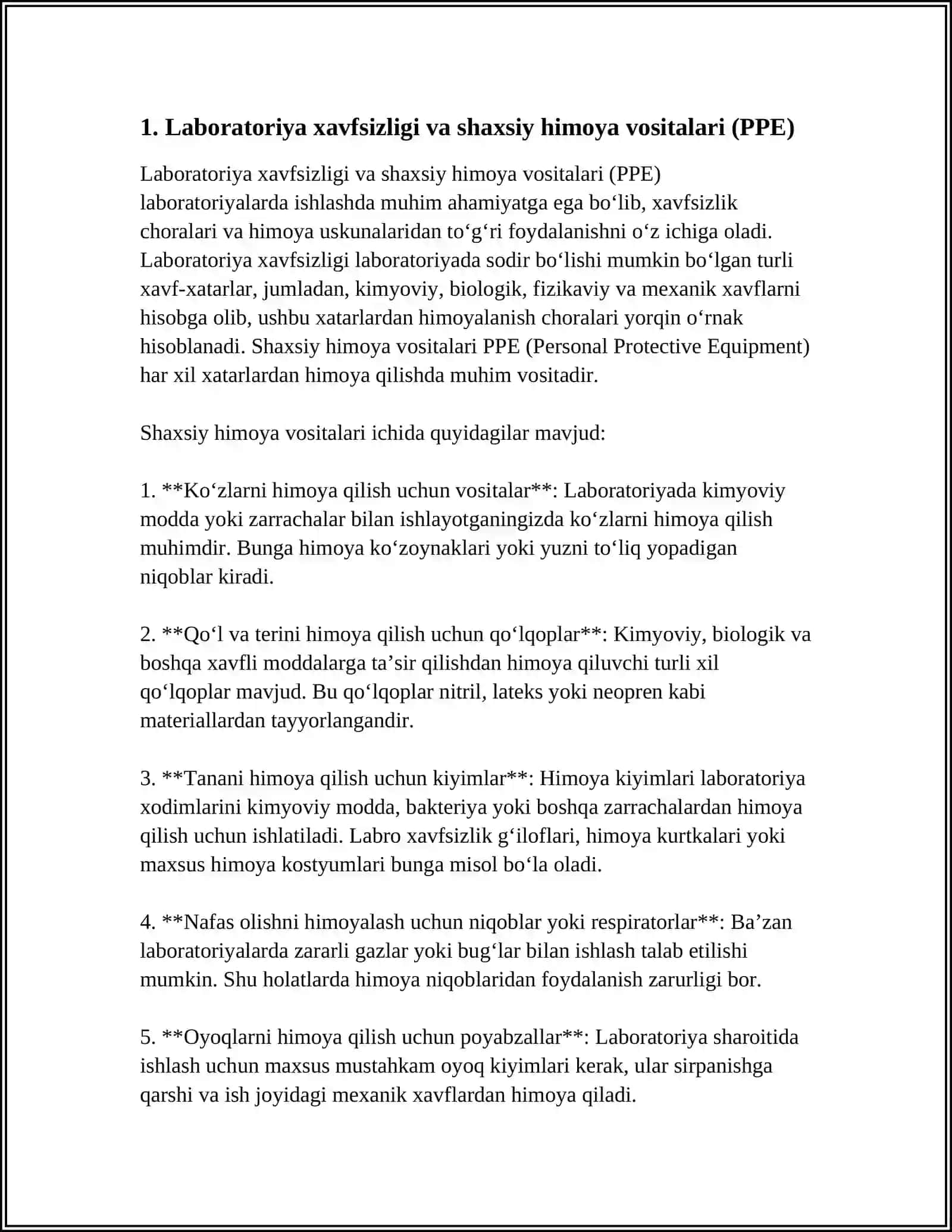 LABORATORIYA VA AMALIY MASHGʻULOTLARGA TAYYORGARLIK KOʻRISH 4