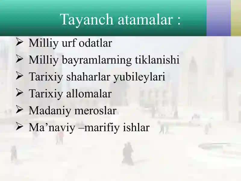 Mustaqillikyillarida O‘zbekistonning ma’naviy va madaniyat tarqqiyoti 4
