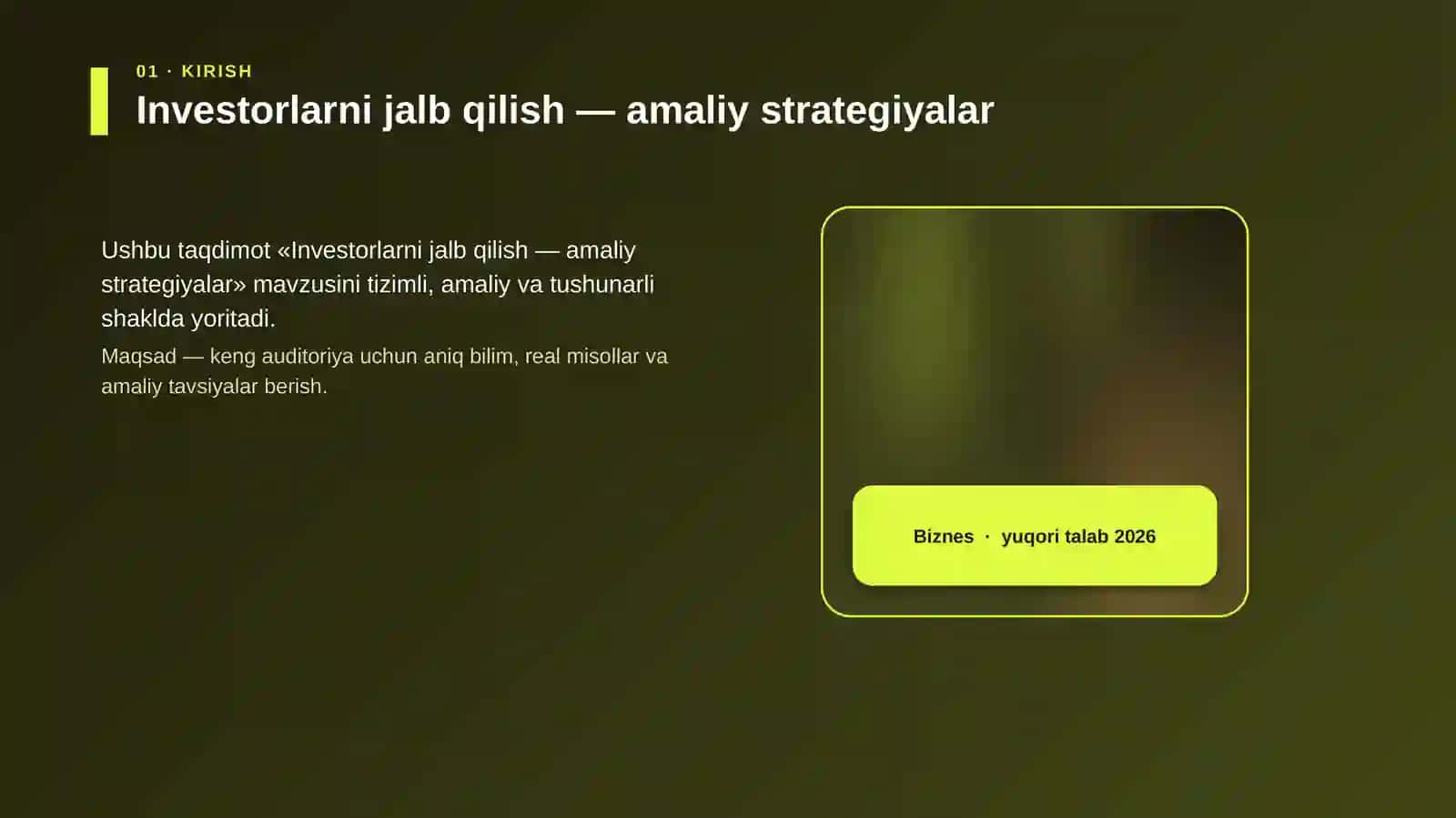 Investorlarni jalb qilish — amaliy strategiyalar 4