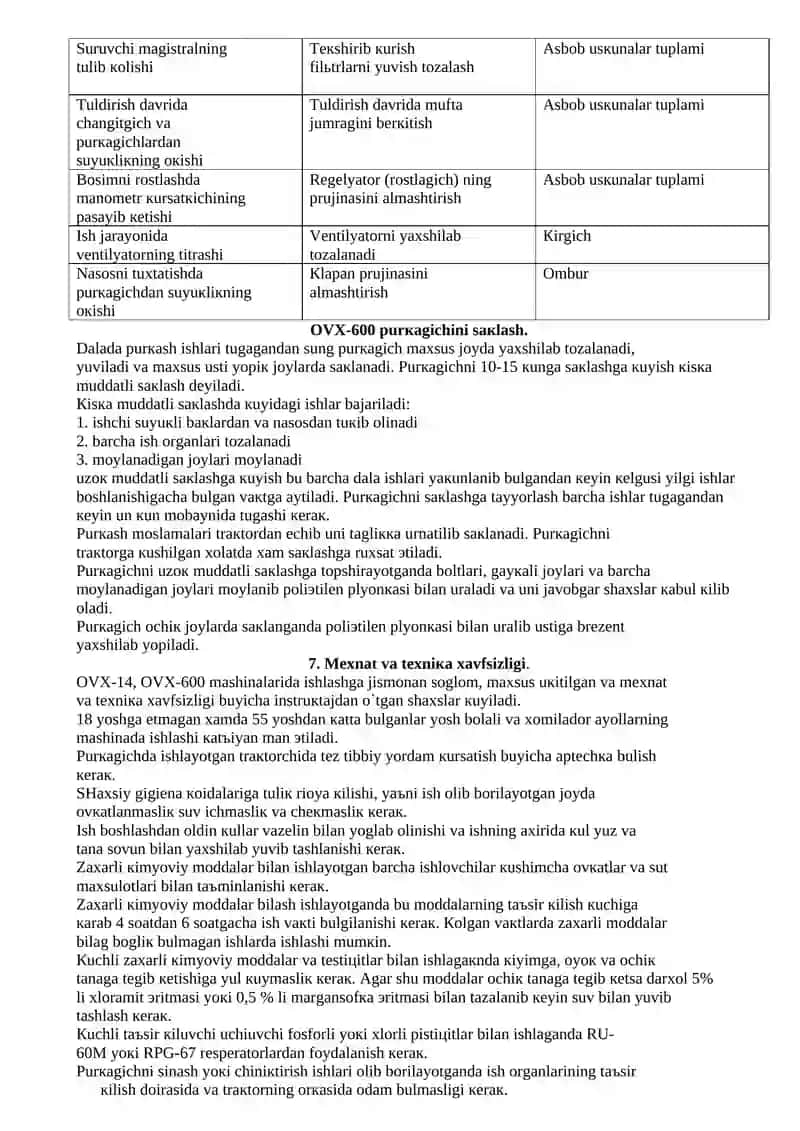 Qishloq xo`jalik ekinlarini zararkunandalardan himoya qilish agregati 4